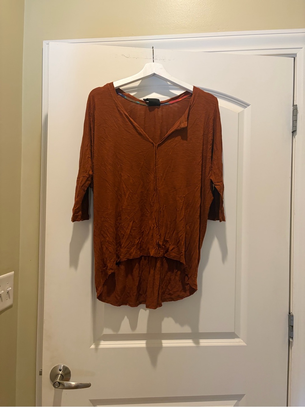 Desigual Women's Burnt Orange V-Neck High-Low Tunic nwot